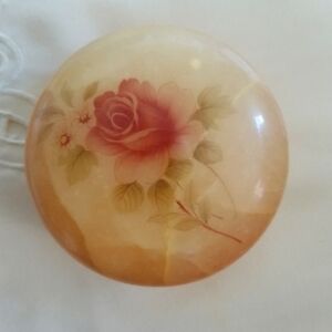 Genuine Alabaster Hand Carved Pink Rose's Jewelry Box Made in Italy